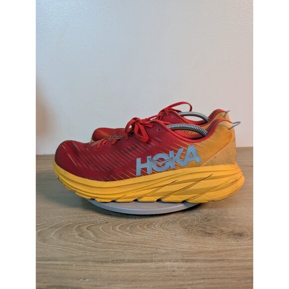 Hoka One One Rincon 3 Fiesta Red Yellow Running Shoes Sneakers Men's Size 12 2E - Picture 6 of 10